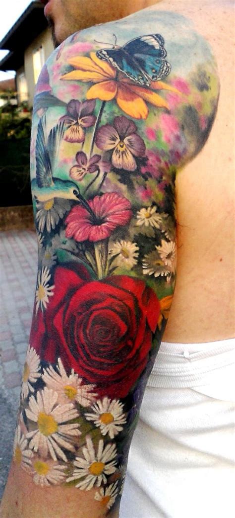 Marvelous Vintage Shoulder Flower Tattoos