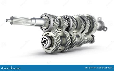 Automotive Transmission Gearbox Gears Inside On White Background 3d