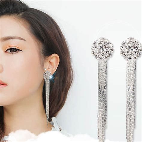 bohemia long tassel earrings luxurious long tassel earrings for women silver plated drop