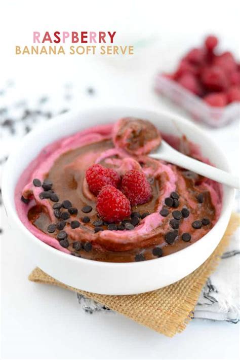 Raspberry Banana Soft Serve With Chocolate Swirl Fit Foodie Finds