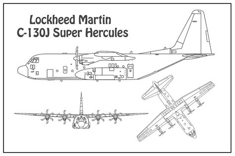 C 130 Hercules Airplane Blueprint Drawing Plans Schematics B Digital