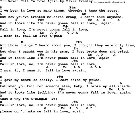 Ill Never Fall In Love Again By Elvis Presley Lyrics And Chords