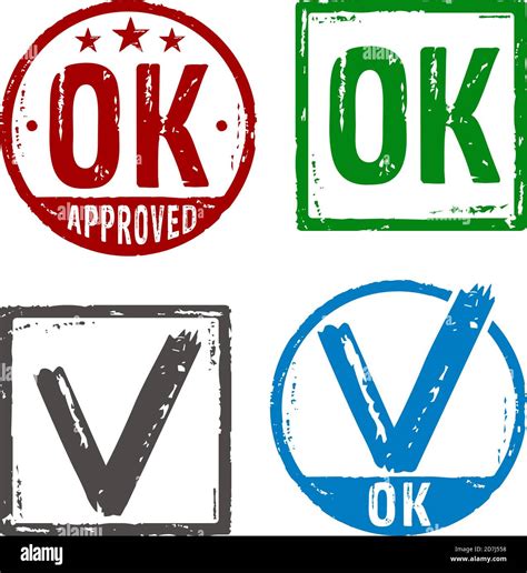 Ok Approved Grunge Stamp Vector Symbol Document Accepted Check