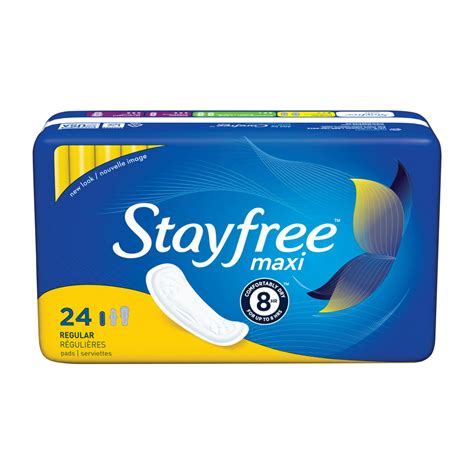 Stayfree Maxi Long Pads Without Wings Unscented Regular 24 Ct