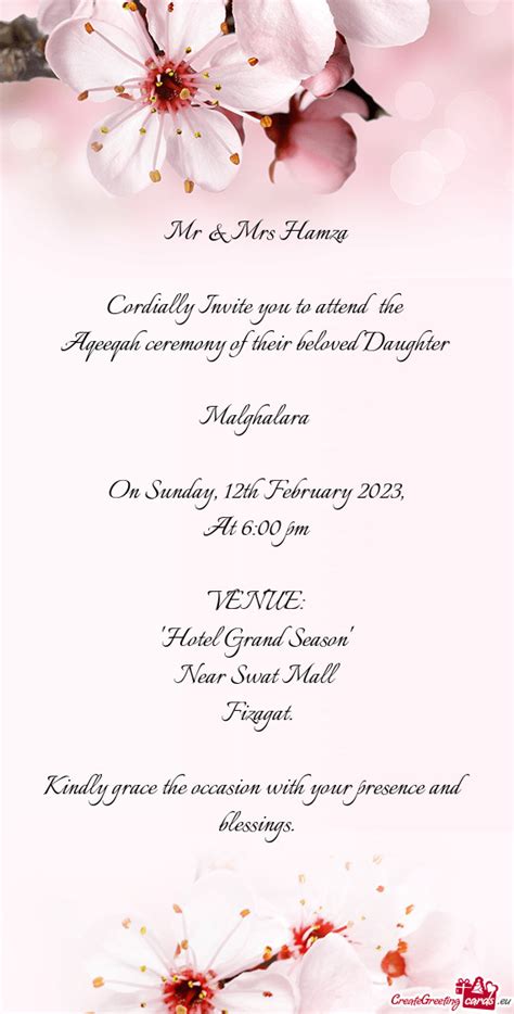 Aqeeqah Ceremony Of Their Beloved Daughter Free Cards