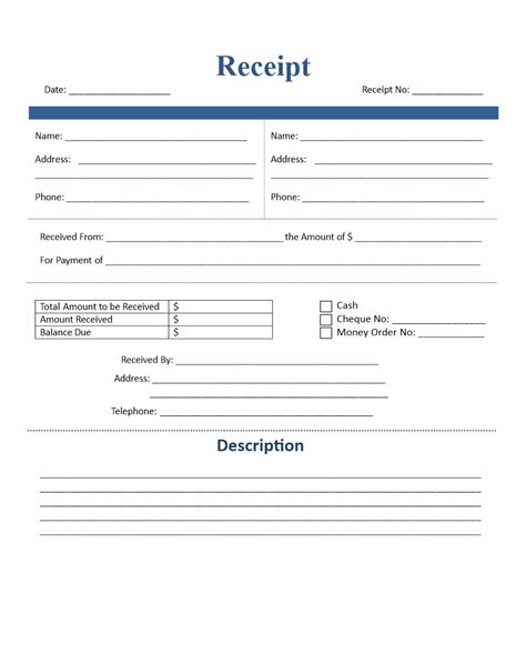 Blank Receipt Form Template 10 Free Pdf Printables Printablee