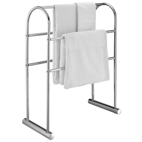 Myt 32 Inch Silver Chrome Plated Metal Freestanding Bathroom Towel