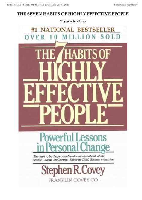 The 7 Habits Of Highly Effective People By Stephen R Covey Free