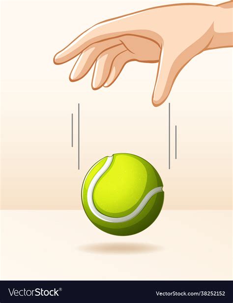 Hand Dropping Tennis Ball For Gravity Experiment Vector Image