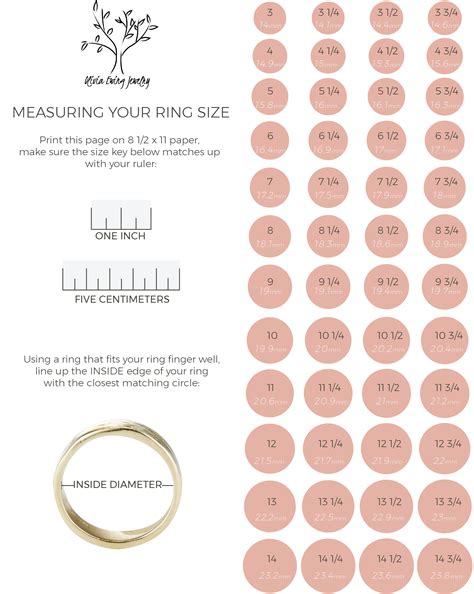 Digital Ring Size Guide Printable Digital Download Pdf