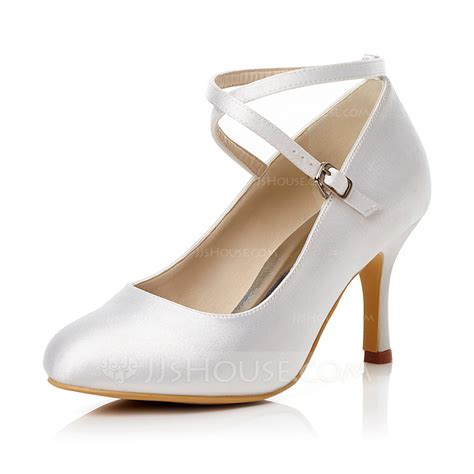 Womens Satin Stiletto Heel Closed Toe Pumps With Buckle 047048020 Wedding Shoes Jjs House