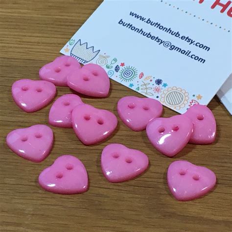 Pretty Little Pale Pink Heart Shaped Buttons Packs Of 8 Etsy Uk