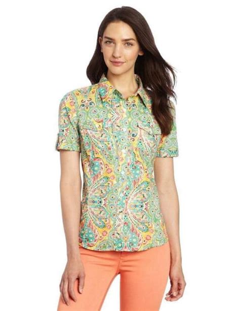 Jones New York Womens S Small Short Sleeve Paisley Camp Shirt Ebay