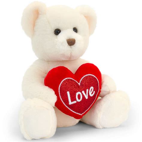 Small White Valentines Teddy Bear With Heart Valentines Loveyou