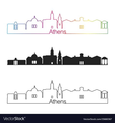 Athens Ga Skyline Linear Style With Rainbow Vector Image