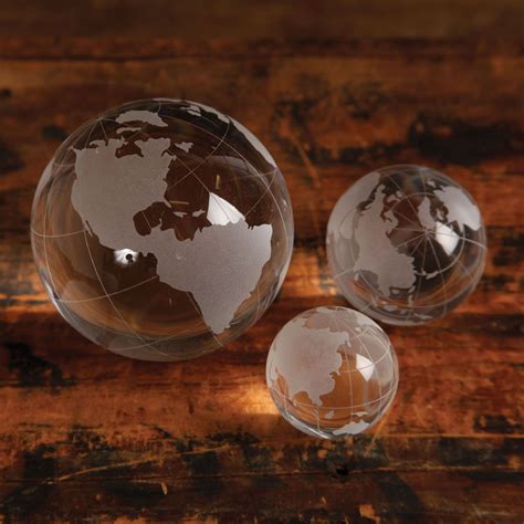 Large Clear Etched Glass Globe Set Of 2 By Homart Glass Globe Globe Paperweights