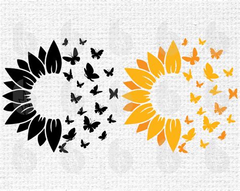 Sunflower with Butterfly SVG Files for Cricut Silhouette Cut | Etsy