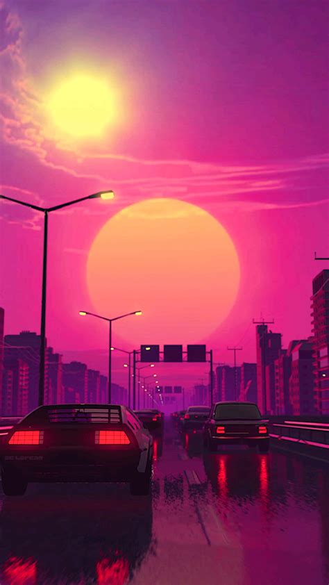 Download Lo Fi Anime Chill Driving Cars On Sunset Wallpaper