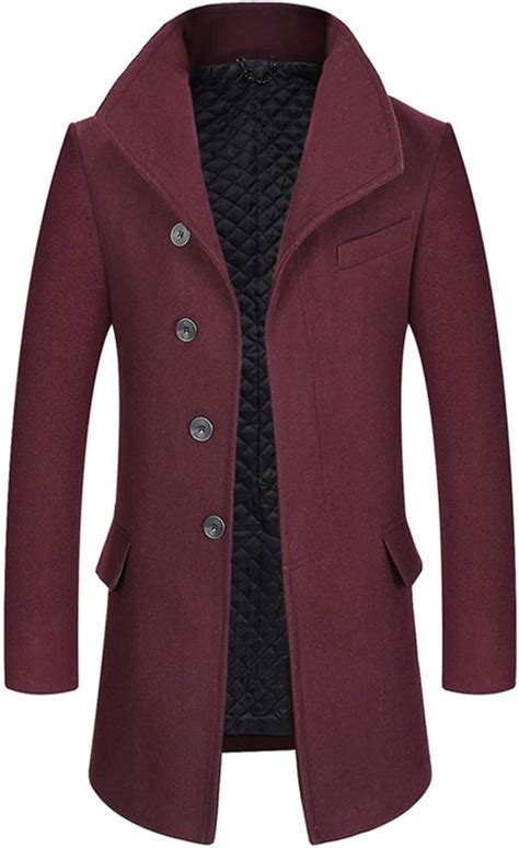 Winter Men Wool Coats Casual Mens Fashion Solid Color Thick Coat Male
