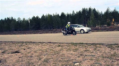 It depends on the road, the weather and your car's tyres and brakes. Braking distance a car vs. motorcycle 80 km/h - YouTube