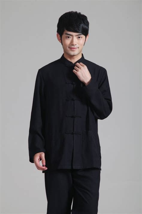 Black Chinese Handmade Mens Linen Kung Fu Jacket Coat Free Shipping M