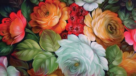 Art Paintings Flowers Bouquet High Resolution Hd Desktop Wallpaper