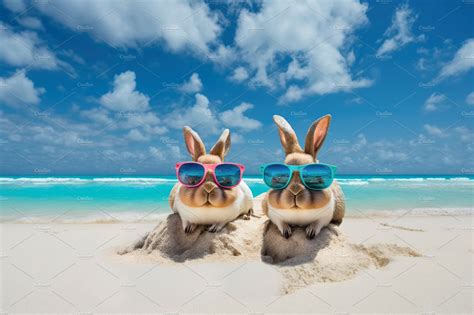 Easter Bunnies Wearing Sunglasses Holiday Stock Photos ~ Creative Market