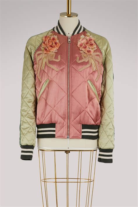 Gucci Shunga Embroidered Bomber Jacket In Pink Modesens