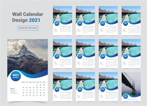 8 Template Kalender Dinding 2021 Biru Yang Perlu Anda Miliki Kalender