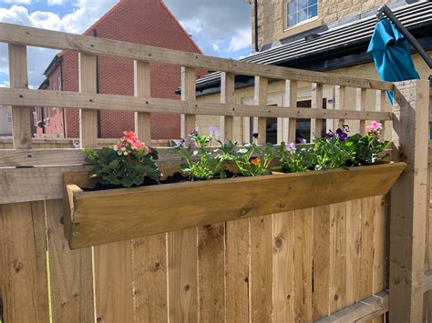 Fence Mounted Wooden Planter Etsy