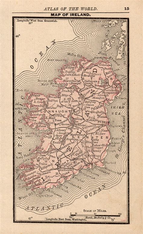 1888 Antique Ireland Map Vintage Miniature Map Of Ireland Wall Art T