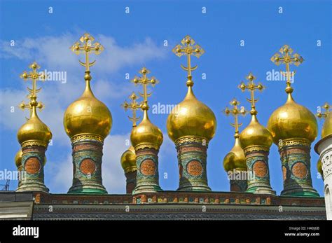 Russia Moscow Kremlin Roof Detail Towers Domes Golden Capital