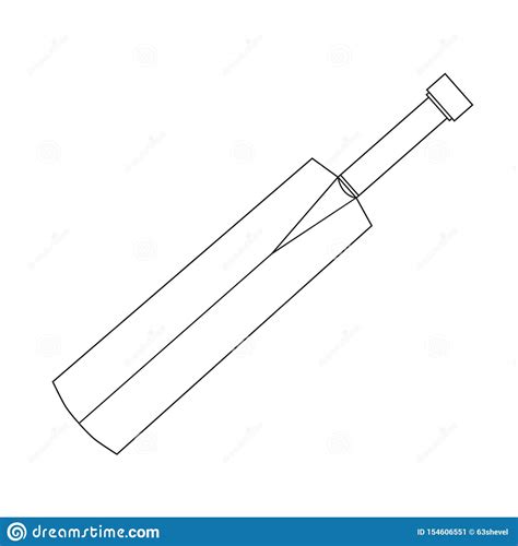 Cricket Bat Vector Linear Coloring Book Template Isolated