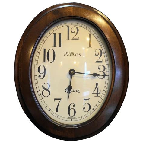 Waltham Walnut Oval Wall Clock Spartus 5351 Hoosier Collectibles