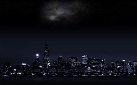 High Rise Buildings Chicago Night Stars Cityscape Hd Wallpaper