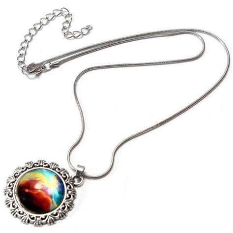 Galaxy Sky Nebula Space Glass Cabochon Silver Alloy Pendant Necklace