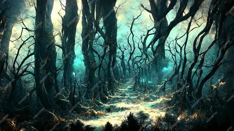 Premium Photo Landscape Of Haunted Forest Dark Background Fantasy