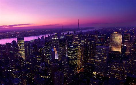 New York City Sunset City Cityscape Wallpapers Hd