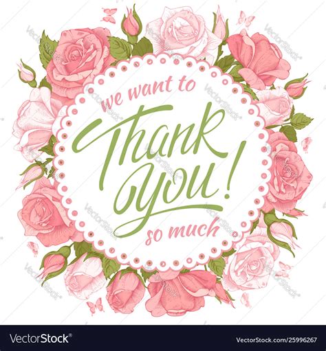 Thank You Message With Roses Royalty Free Vector Image