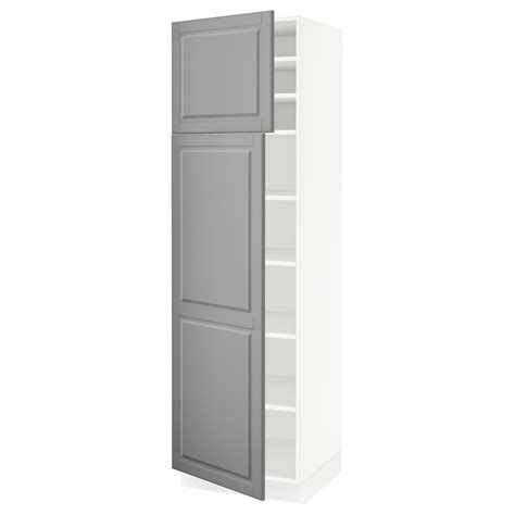 Foil gives a smooth and practical surface that is resistant to moisture and staining and is easy to clean. IKEA - SEKTION white High cabinet with shelves & 2 doors Frame colour: | Bodbyn, Bodbyn grey, Ikea