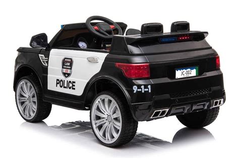 Battery Powered 12v Black Police Ride On Car Kids Electric Cars