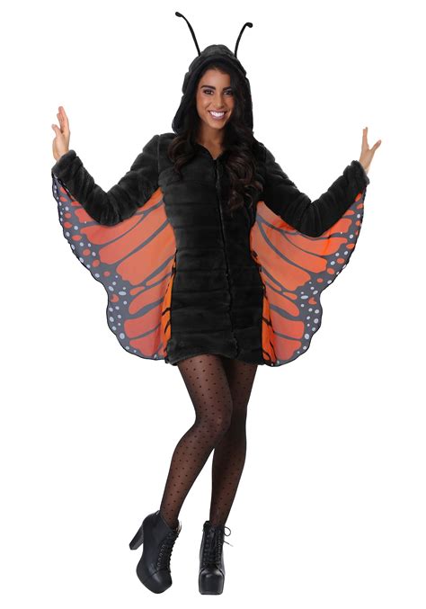 adult women s dark gothic black monarch butterfly halloween costume dress wings clothing shoes