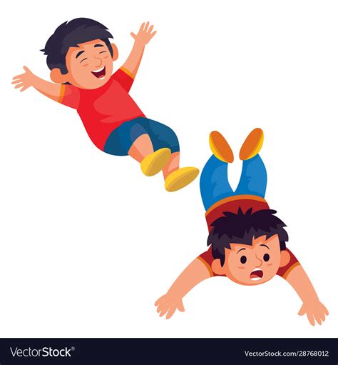 Set Two Boys One Lying On His Stomach The Vector Image