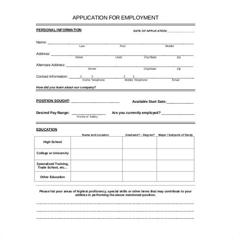 Sample of job application for ba english paper b. 15+ Employment Application Templates - Free Sample, Example, Format Download! | Free & Premium ...