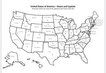 Usa States And Capitals Printable Map Worksheet By Interactive
