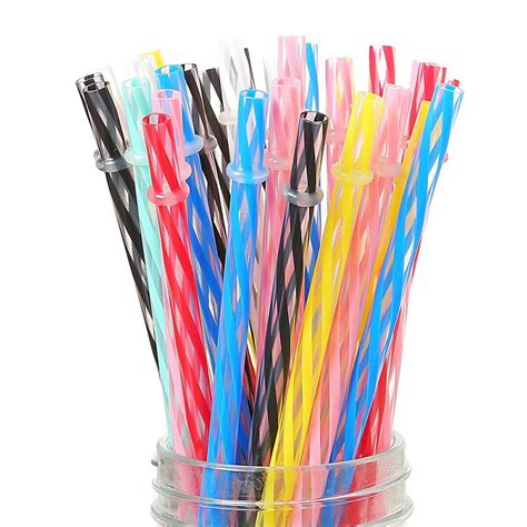 9 inch reusable plastic drinking straws multi colors hard plastic stripe pp drink straw with