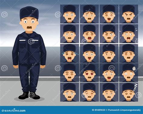Coast Guard Utility Cartoon Emotion Faces Vector Illustration Stock