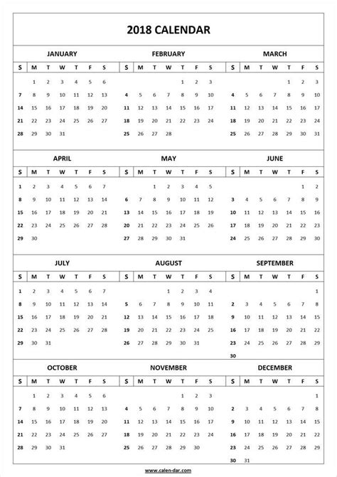 2018 Calendar Template Print Blank Calendar 2018 2018 Post