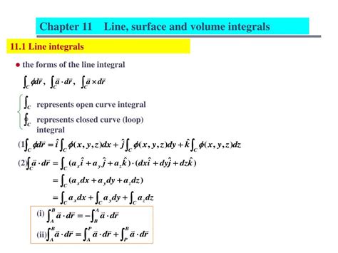 Ppt Chapter 11 Line Surface And Volume Integrals Powerpoint