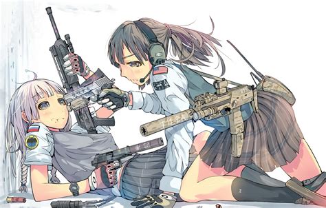 Anime Girl With Headphones And Gun